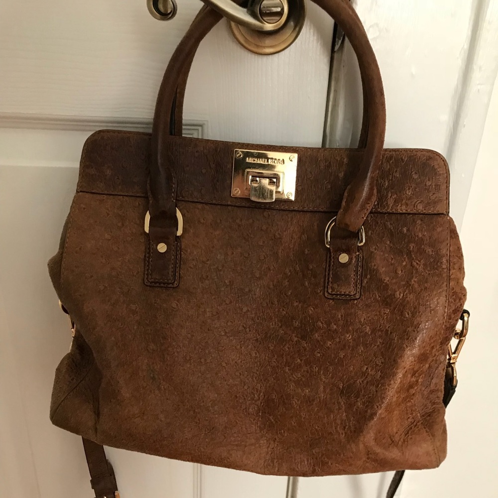 Michael Kors brown ostrich embossed purse